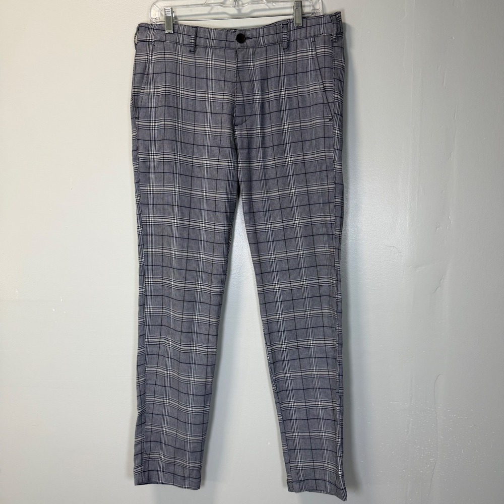 Hollister Skinny Chino Epic Flex Blue White Plaid Pants Mens 31x32